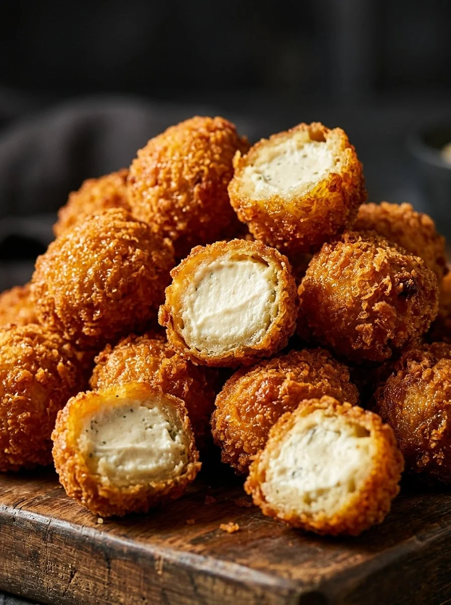 Plate of crispy two ingredient cottage cheese tots served with dipping sauce